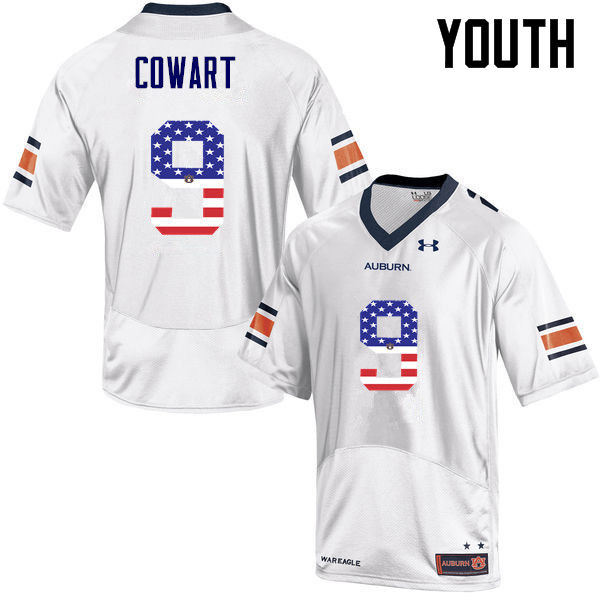 Youth #9 Byron Cowart Auburn Tigers USA Flag Fashion College Football Jerseys-White